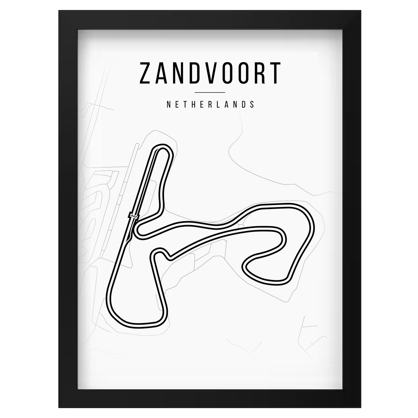 Zandvoort circuit lijntekening in lijst