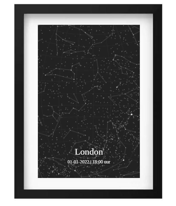 Sterren poster - zwart - starmap - sterrenkaart - met lijst - ster cadeau