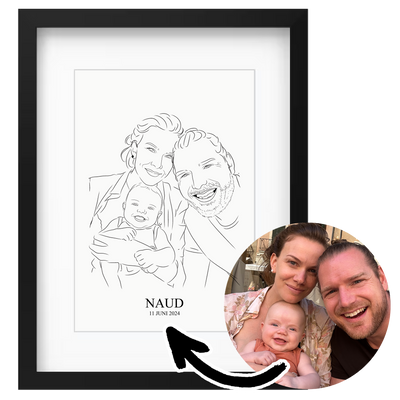 Poster - Newborn - Baby - Kind - Geboorte - Lijntekening - Handgemaakt