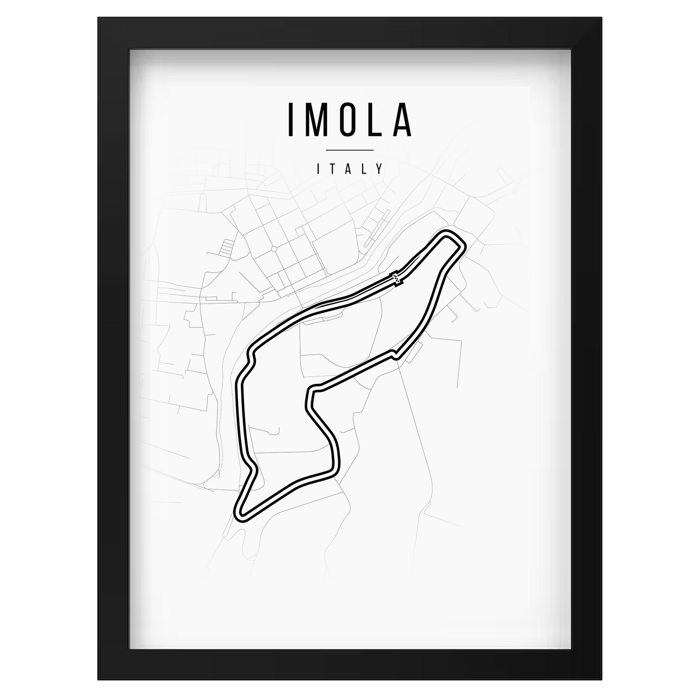 Poster van circuit Imola met lijntekening 