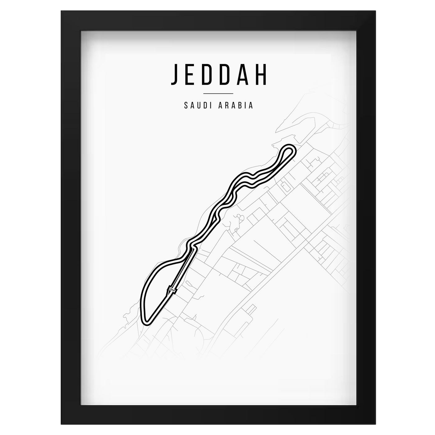 Jeddah circuit poster in zwart lijstje