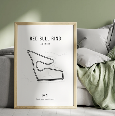 Voorbeeld Red Bull Ring poster in houten lijst.