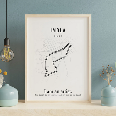 Poster circuit Imola in een houten lijst