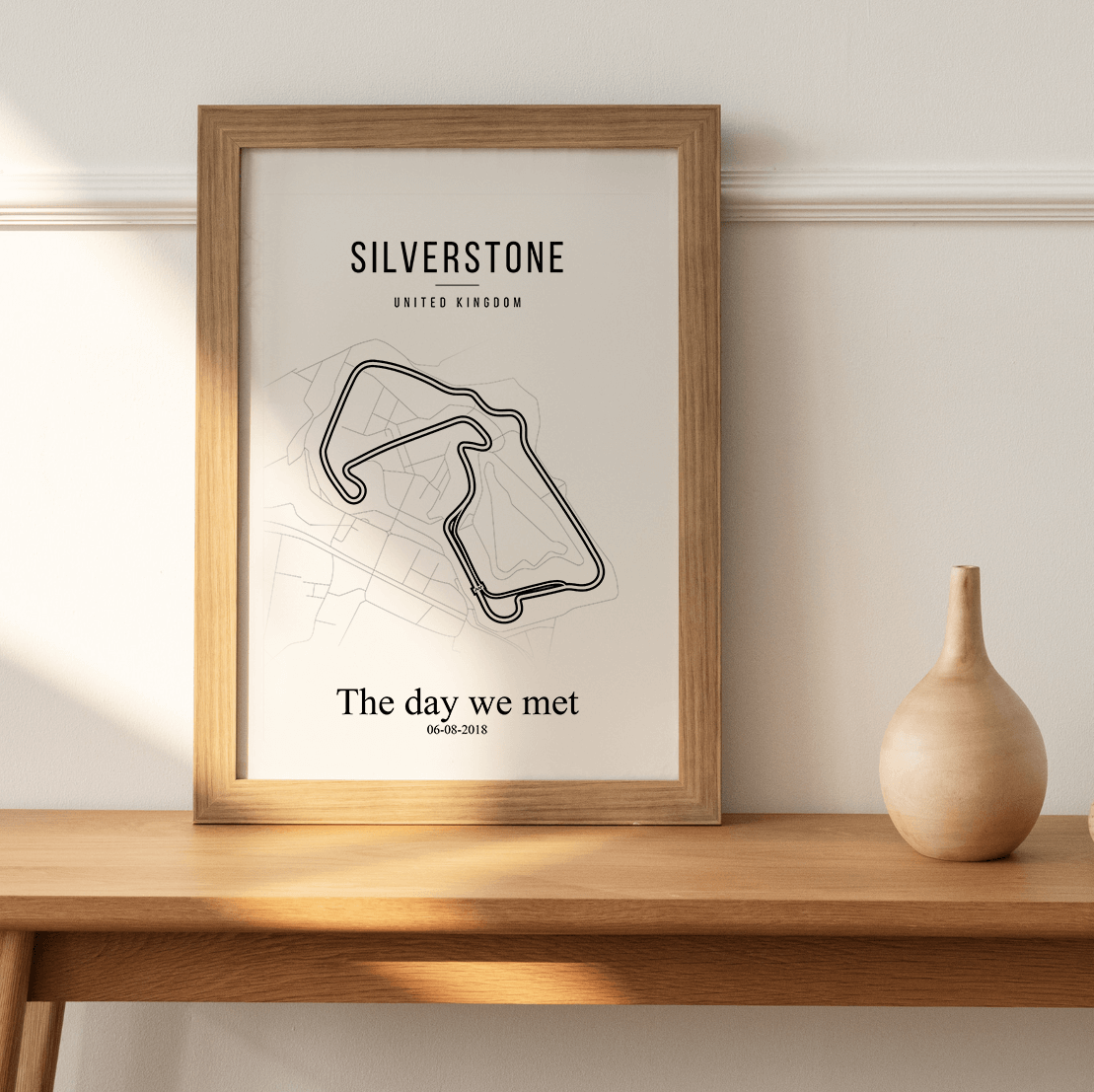 Poster circuit Silverstone in een houten lijst