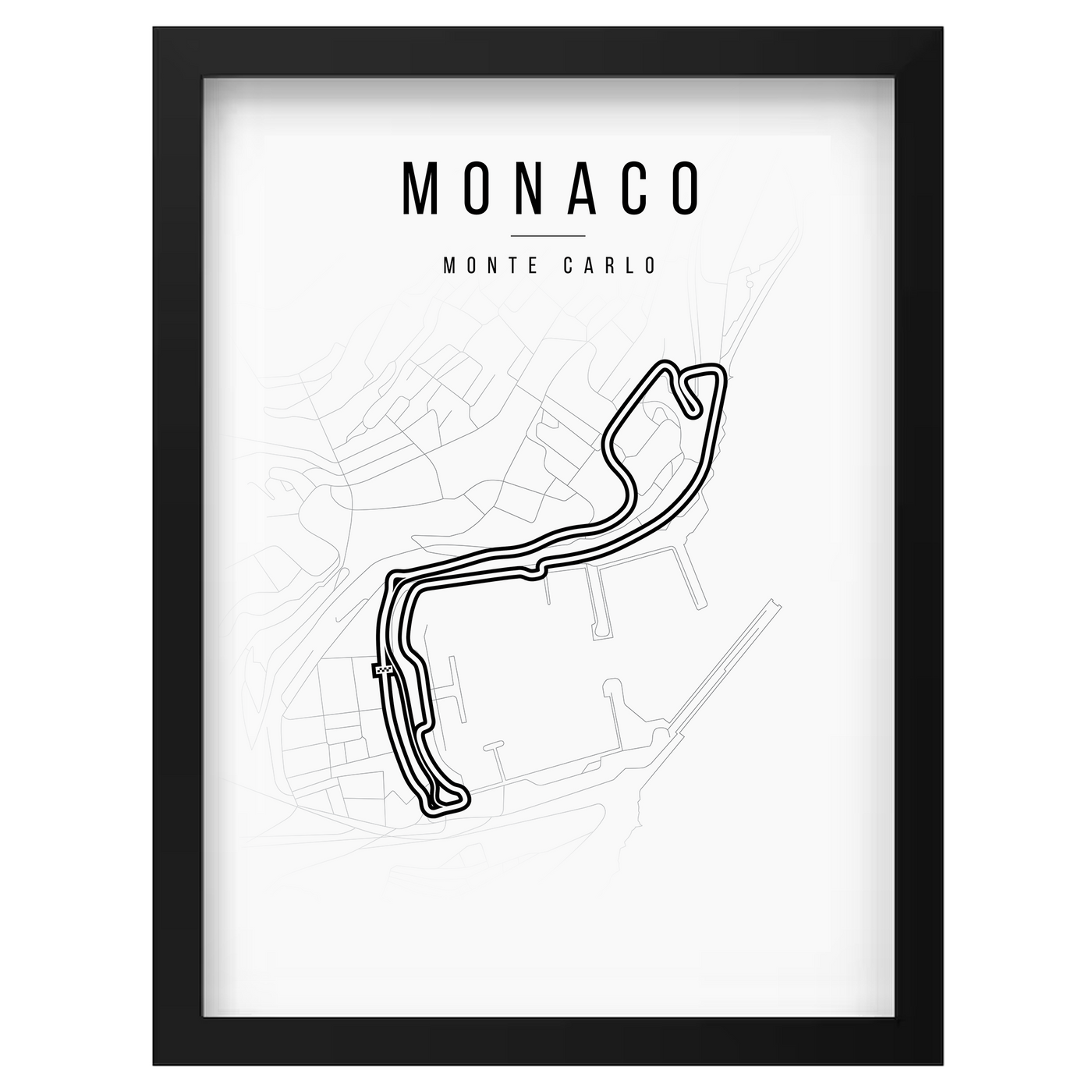 Poster van Circuit Monaco in een zwarte lijst