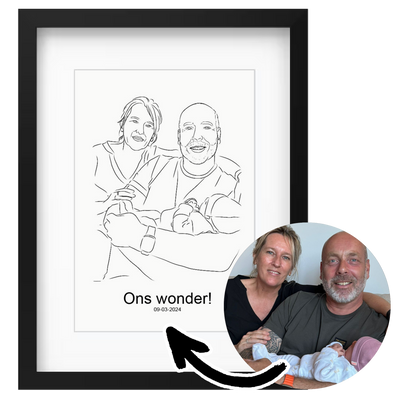 Poster - Familie portret - Handgemaakte lijntekening