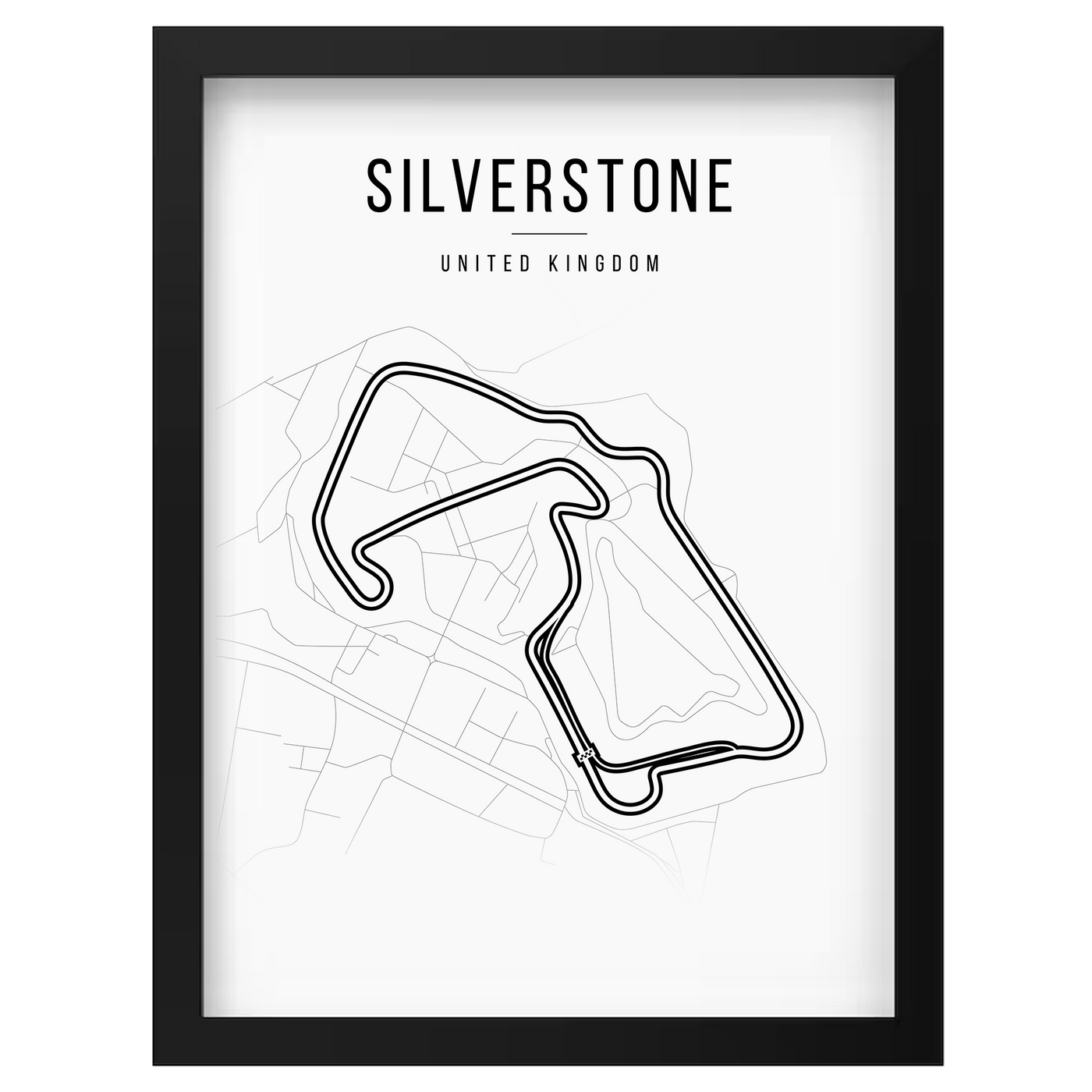 Silverstone circuit lijntekening in lijst