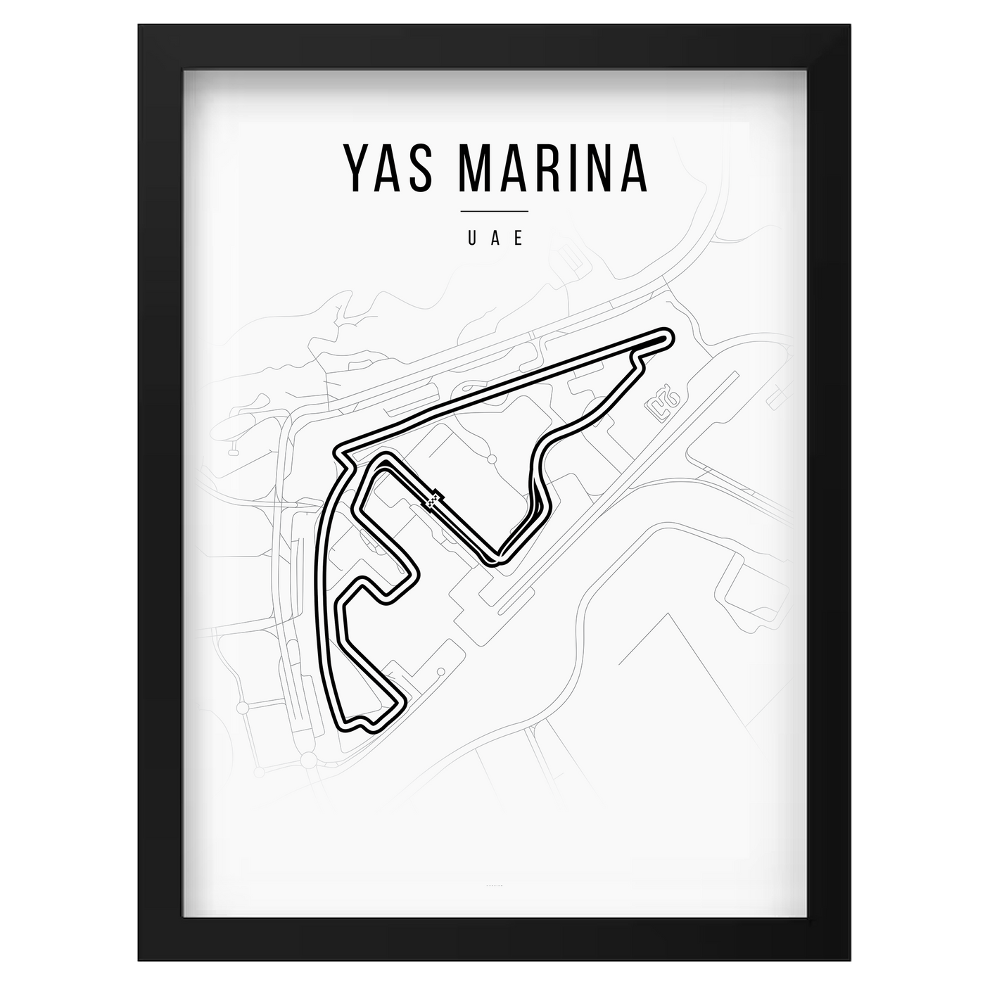 Yas Marina Circuit poster in zwart lijstje